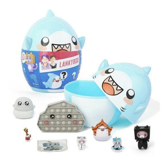 NWT Lankybox Giant Thicc Shark, 8 additional toys inside collectible hard shark - Picture 1 of 6